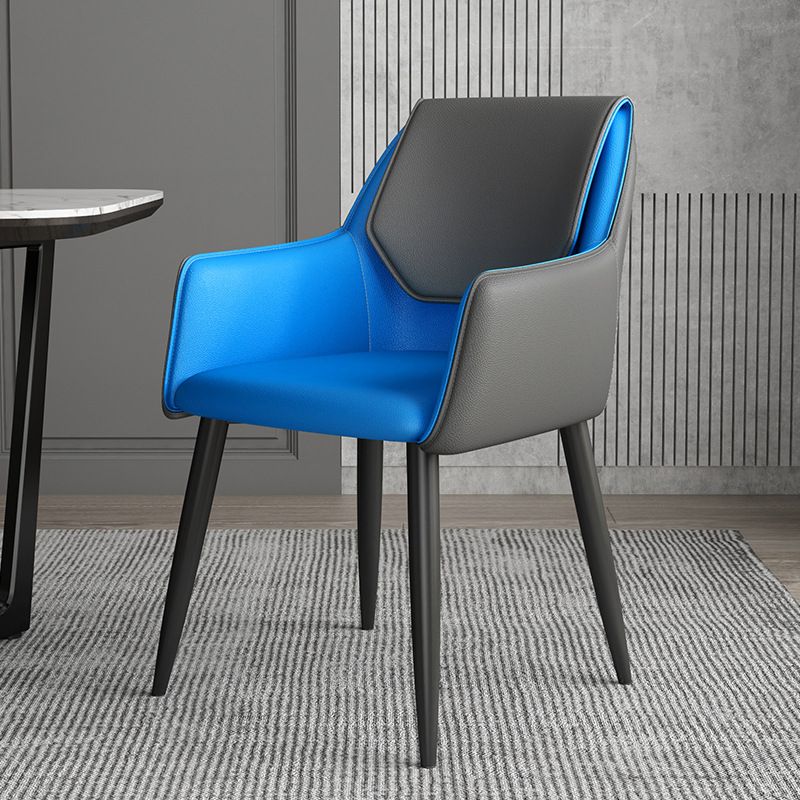 Modern Design Arm Solid Back Side Chairs Leather Dining Side Chair