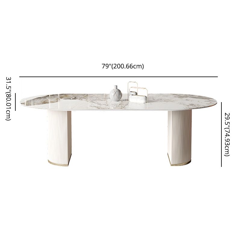 Modern Sintered Stone Dining Room Set with Rectangle Top and White Base Furniture