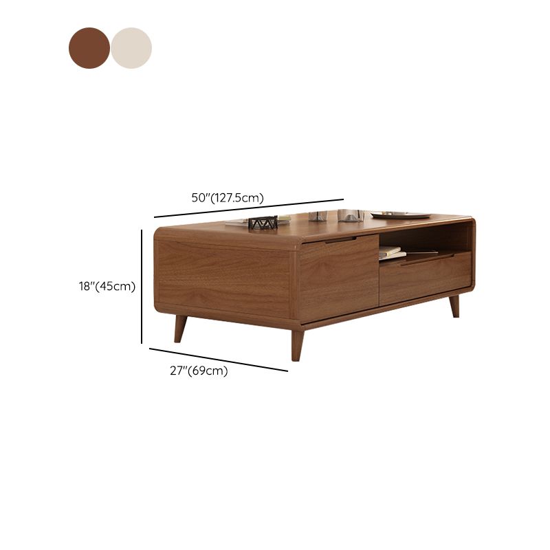 4 Legs Contemporary No Distressing Coffee Table with Storage Shelf