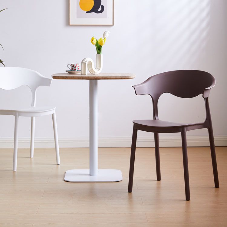 Silla apilable de cocina contemporánea, silla lateral sin brazos con patas de plástico