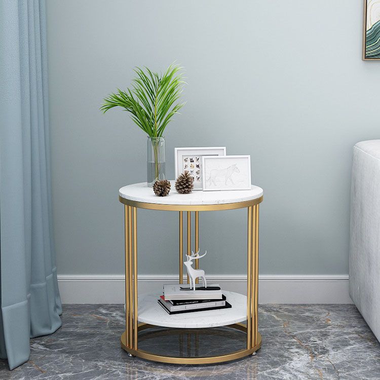 21.65" Tall Contemporary Side End Table Metal Frame Round Sofa Side Accent Table