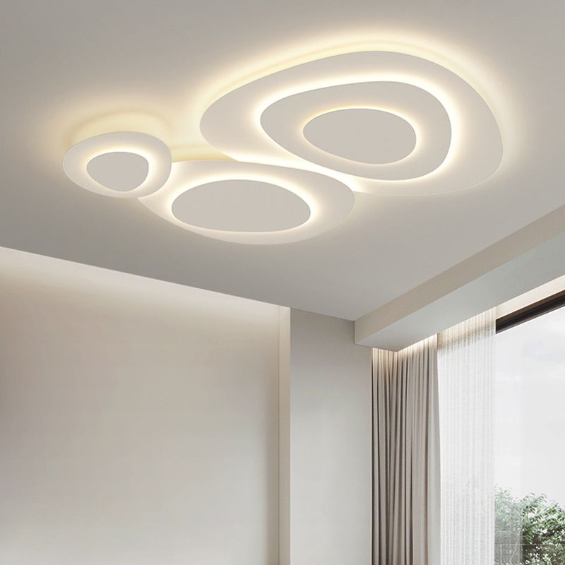 Nordic White Flush Mount Multi-Layer LED Ceiling Light Fixture for Living Room