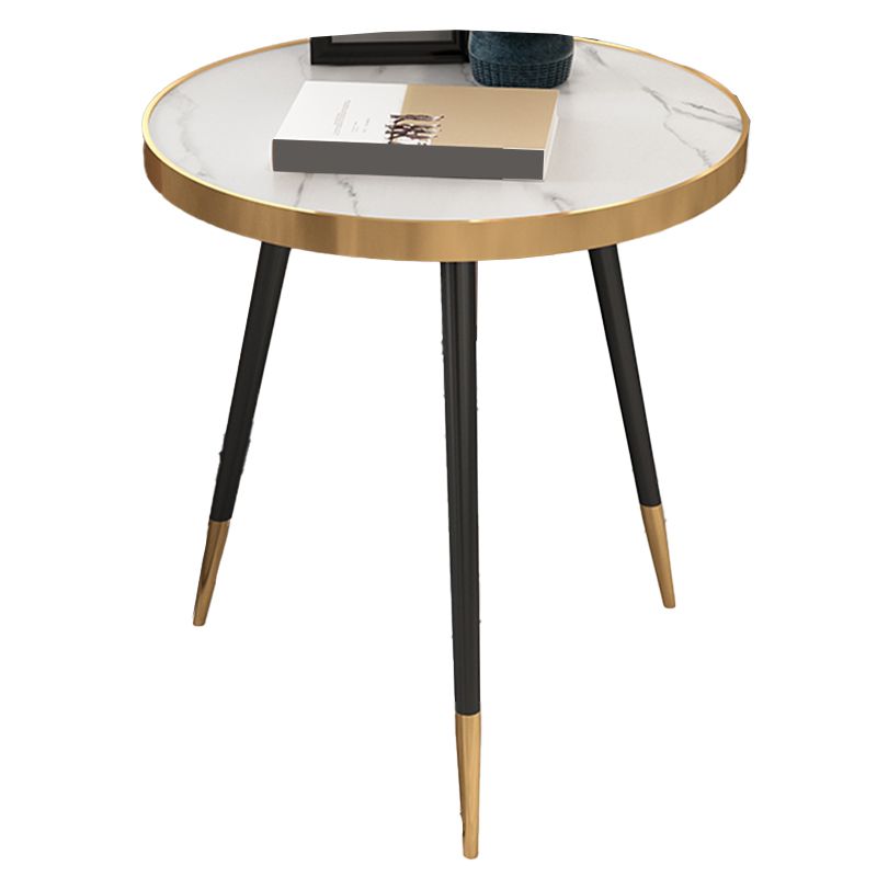 Modernistic Metal 3 Legs End Table Round Slate Top Side End Table
