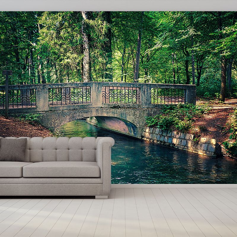 Customized Stone Bridge Architecture Mural Stain Resistant for Living Room