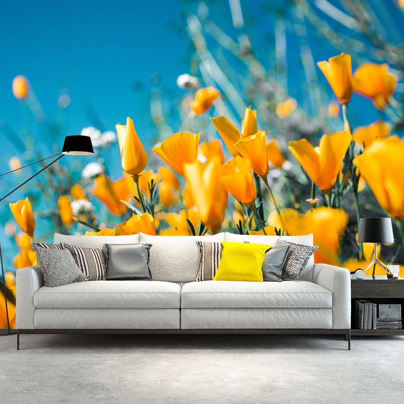 Washable Stain Resistant Mural Wallpaper Beautiful Flowers Indoor Wall Mural