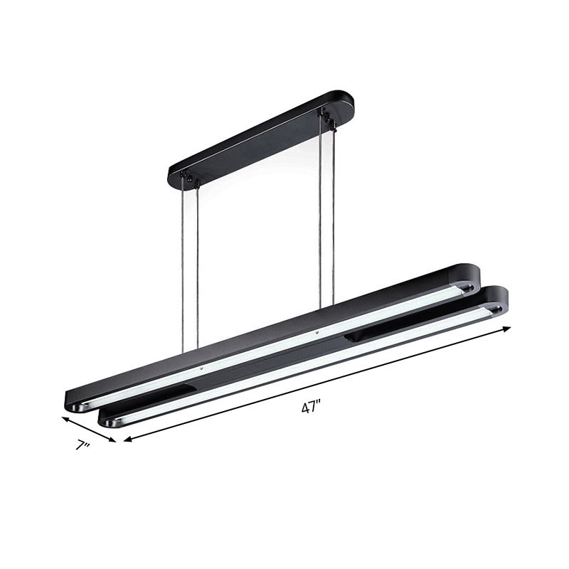 Längliche ovale Metallanhänger Beleuchtung zeitgenössischer LED schwarz hängende Deckenlicht in weiß/warmem/natürlichem Licht