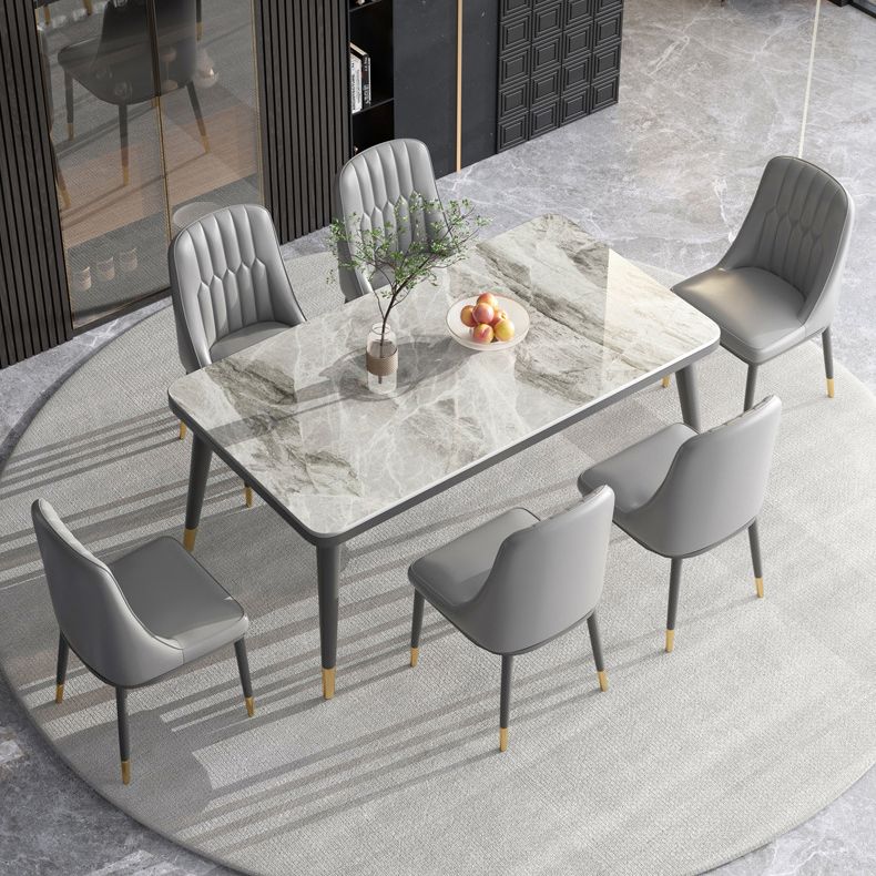 Modern Rectangular Dining Table Stone Top Dining Table with 4 Legs