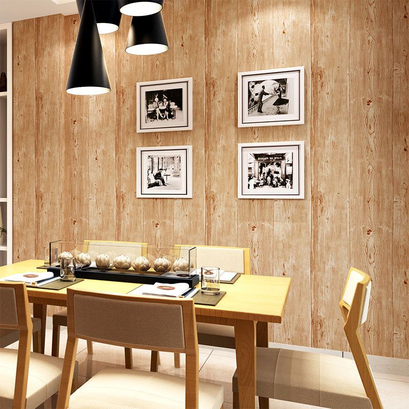 Plaster Wallpaper with Wooden Texture, Pastel Yellow, 33'L x 20.5"W
