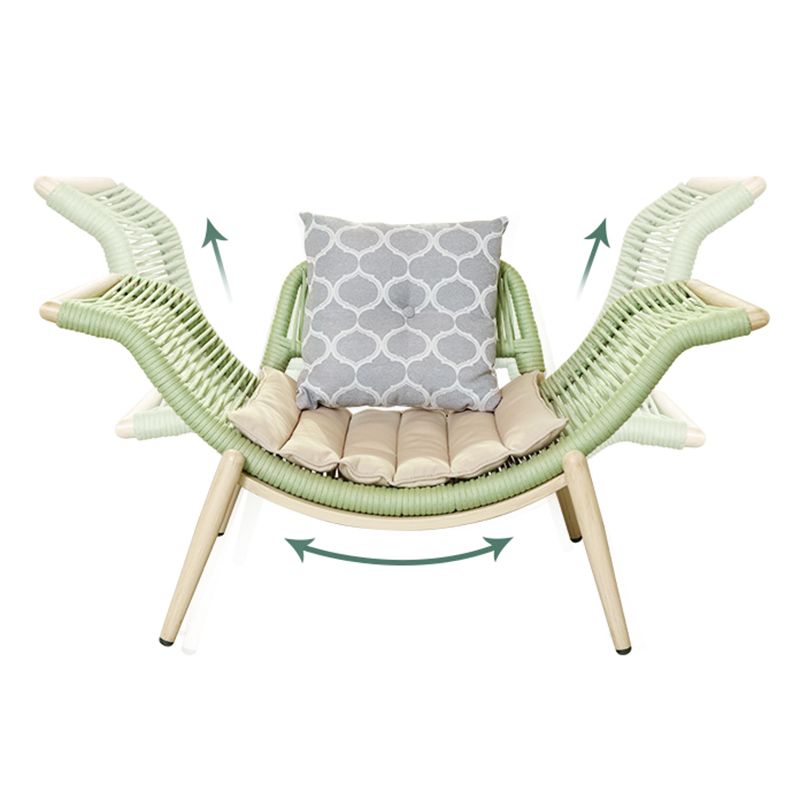 Contemporary Two Arm Rattan Chaise Flared Arms for Bedroom Living Room