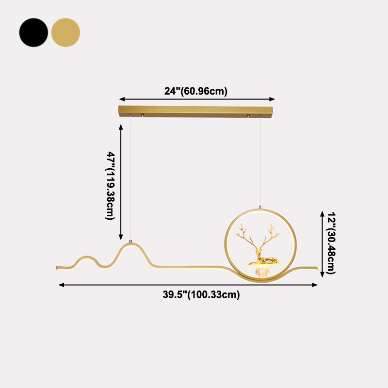 Linear Shape Island Lights Modern Style Metal 2 Light Pendant Lighting