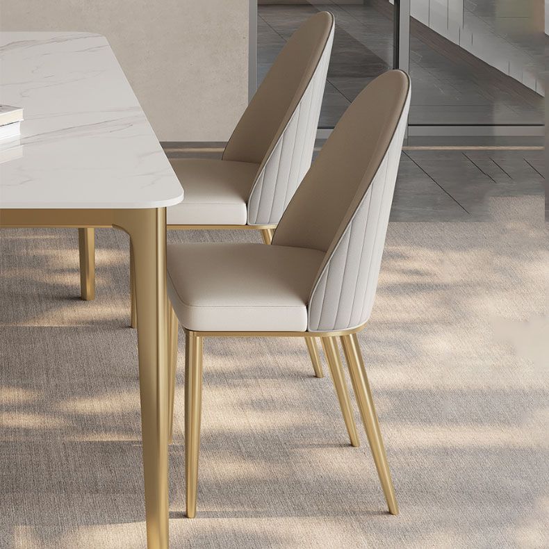 Glam Dining Room Side Chair Metal Legs Parsons Dining Armless Chair