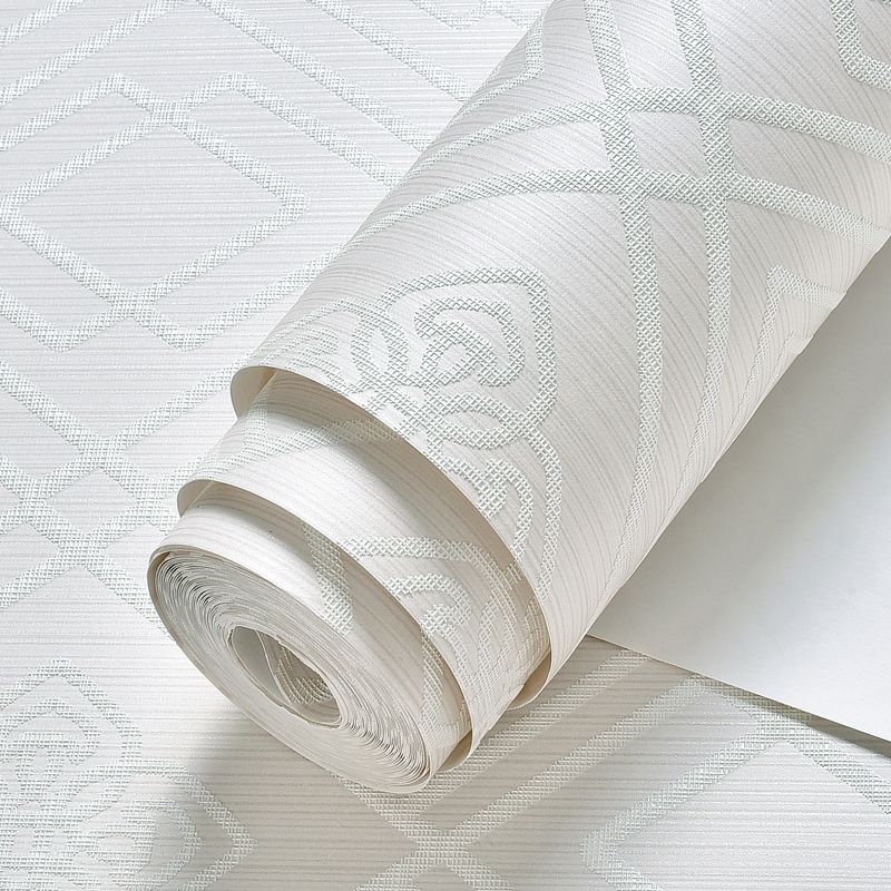 Modernist Trellis Pattern Wallpaper Light-Color Living Room Wall Art, 54.2-sq ft