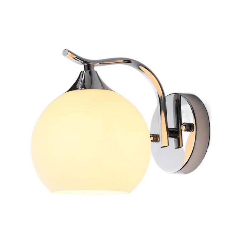Modern Style Wall Mount Lamp Spherical with Glass Shade for Bedroom