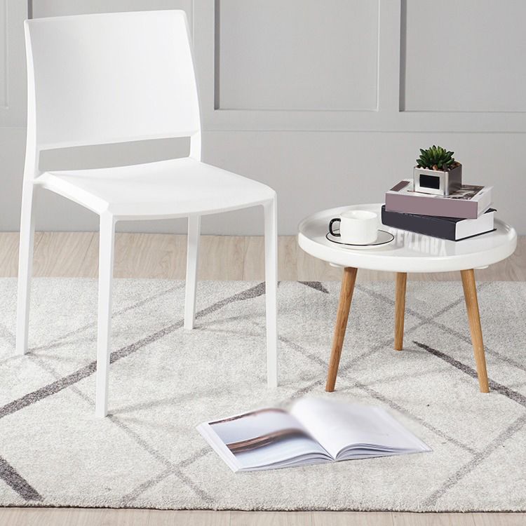Nordic Style Armless Plastic Dining Room Chairs Open Back Dining Side Chair
