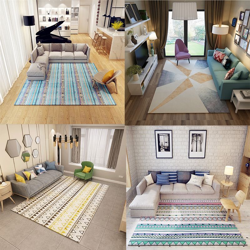 Klassiek multicolor boho-tapijten polyester geometrisch patroon tapijt anti-slip machine wasbare vlekbestendig kleed voor woningdecoratie