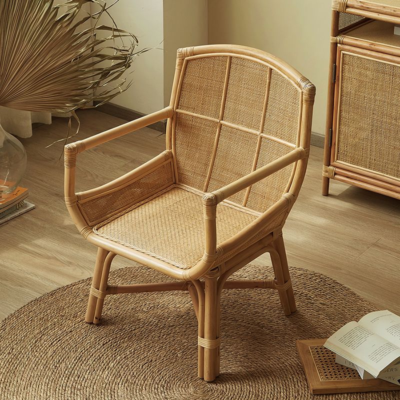 Solid Wood Lounge Chair Woven Back Side Chair for Living Room