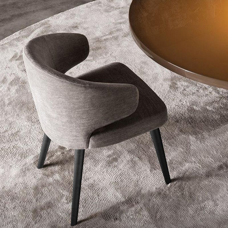 Glam Style Upholstered Side Chair Solid Back Chair with 4 Black Finish Legs