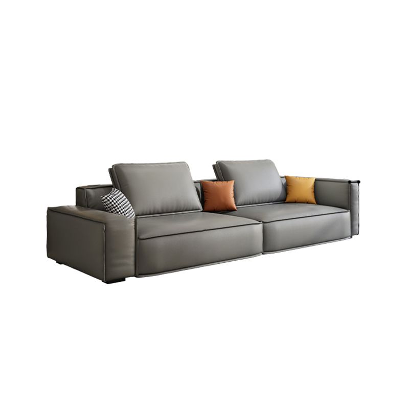 Faux Leather Living Room 3-seater Sofa Square Arm Standard Cushions Settee