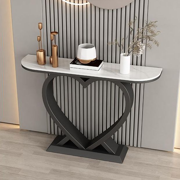 Half Moon Contemporary Console Accent Table Antique Finish Console Sofa Table