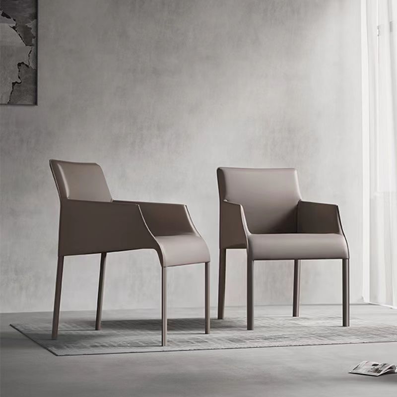 Dining Room Parsons Chair Indoor Faux Leather Upholstered Arm Chair