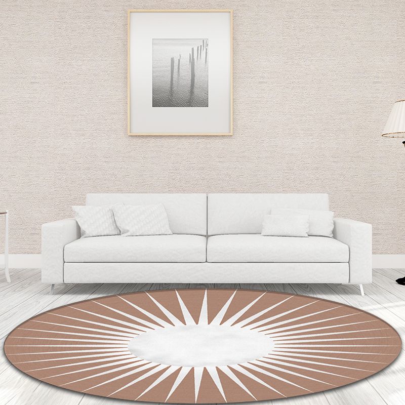 Funky Radial Pattern Rug Brown and Yellow Modern Rug Polyester Washable Non-Slip Backing Area Rug for Living Room