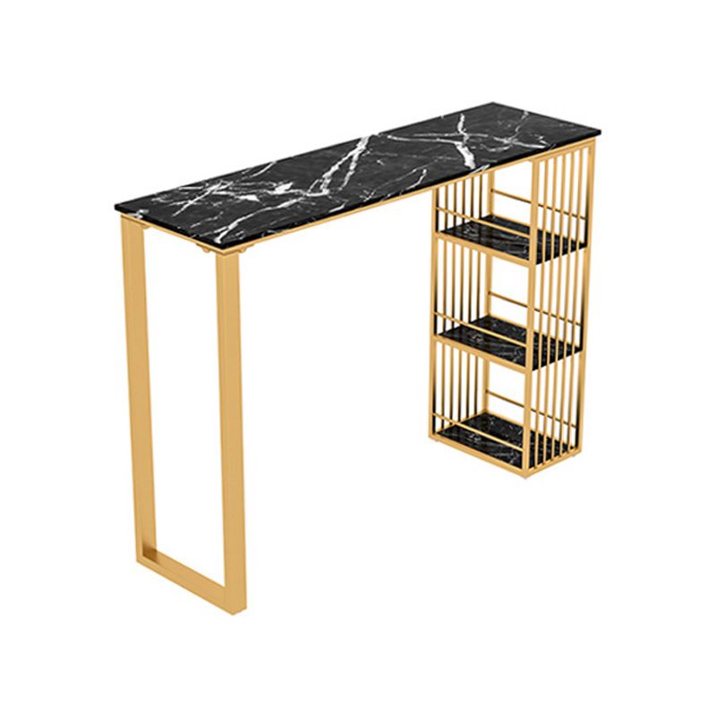 Glam 1/2/3/5 Pieces Bar Table Set Rectangle Stone Bar Table with High Stools