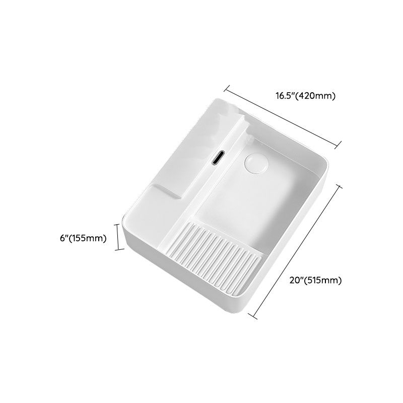 Modern Vessel Lavatory Sink Porcelain with Overflow Wash Stand