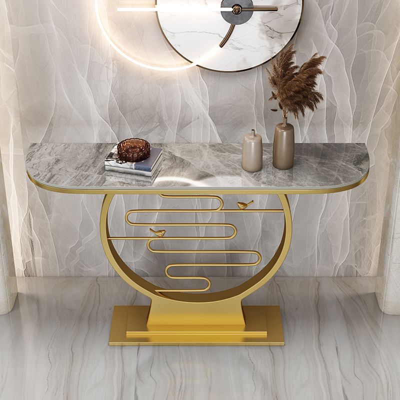 Half Moon Marble/metal Scratch Resistant Console Table for Hall