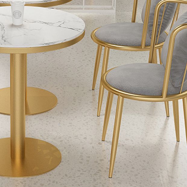 1/3 Pcs Metal Glam Dining Room Set with Round Table and Pedestal Base Dining Set