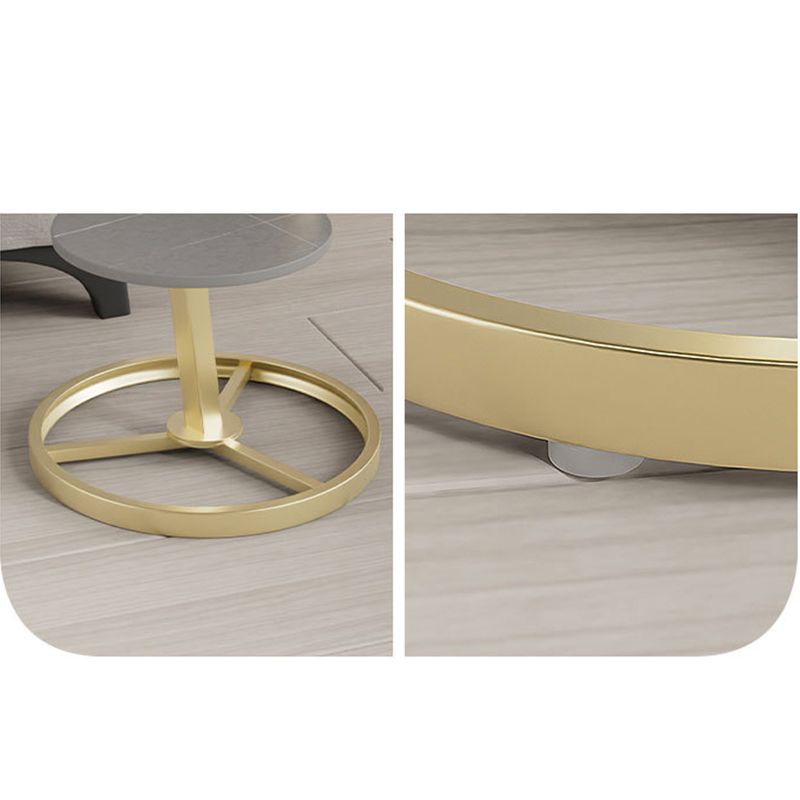 Modern Abstract Corner Table Round Slate Side End Table for Living Room