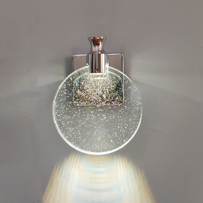 Crystal Round Vanity Wall Sconce Modern Style 1 Light Vanity Lighting Fixtures