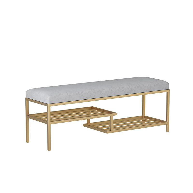 Metal Cushioned Included Bench Contemporary Accent Bench with Shelves