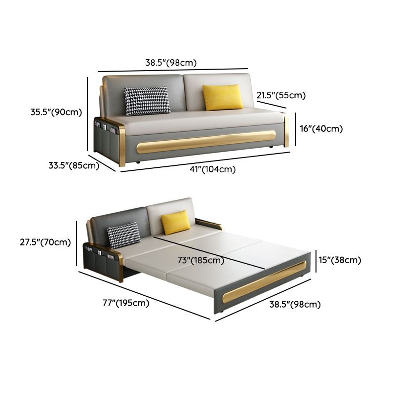 Gray Faux leather Sleeper Sofa 33.46" Wide Sofa Bed with Detachable Mattress
