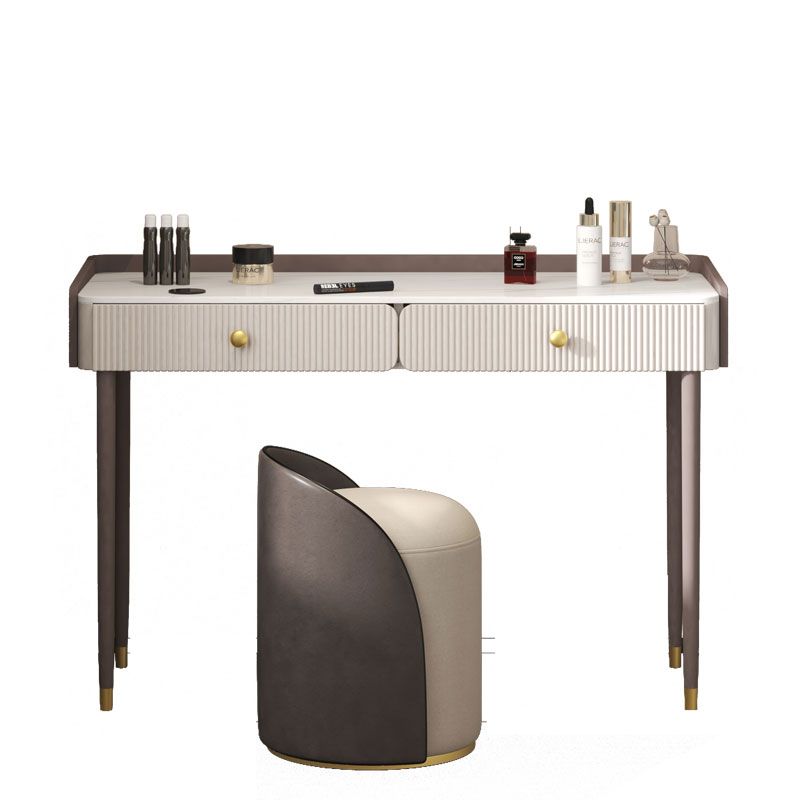 Stone Top Vanity Table 2/4 Storage Drawers Dressing Table with Mirror & Padded Stool