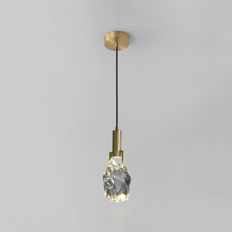 Luce a sospensione in bronzo di cristallo nella moderna lampada sospesa geometrica di rame di lusso per camera da letto