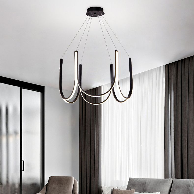 Lámpara de lámpara de metal de forma de U iluminación de lámparas LED modernas para sala de estar