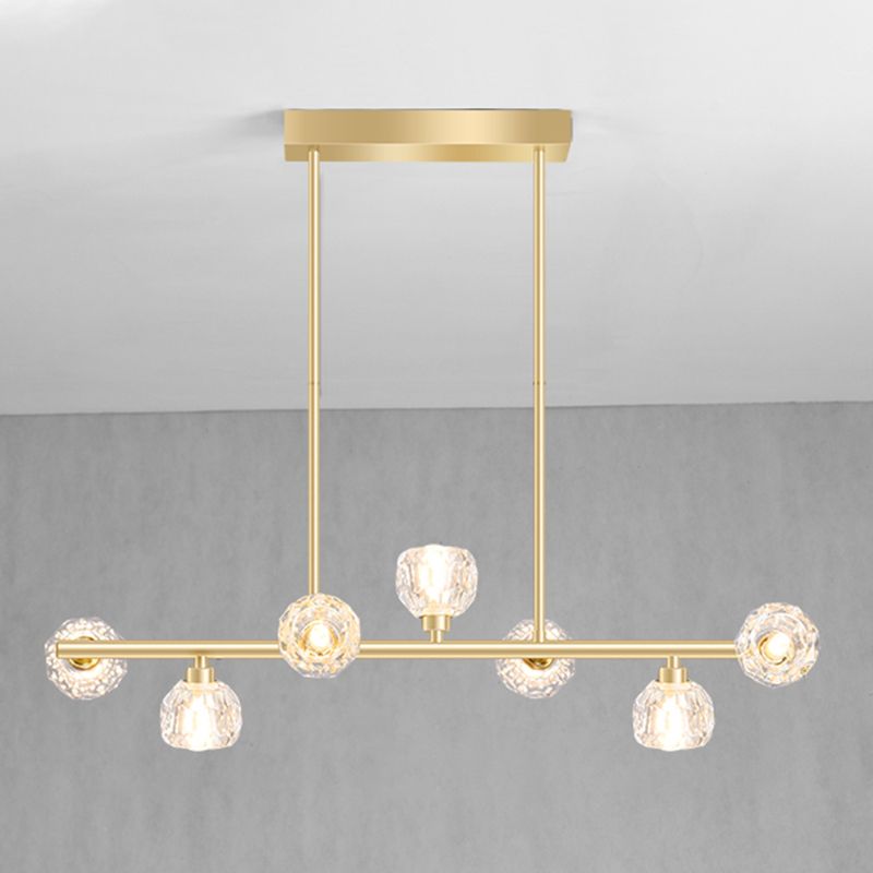 Modern Kitchen Pendant Lights Spherical Glass 7-Light Island Pendant Lights
