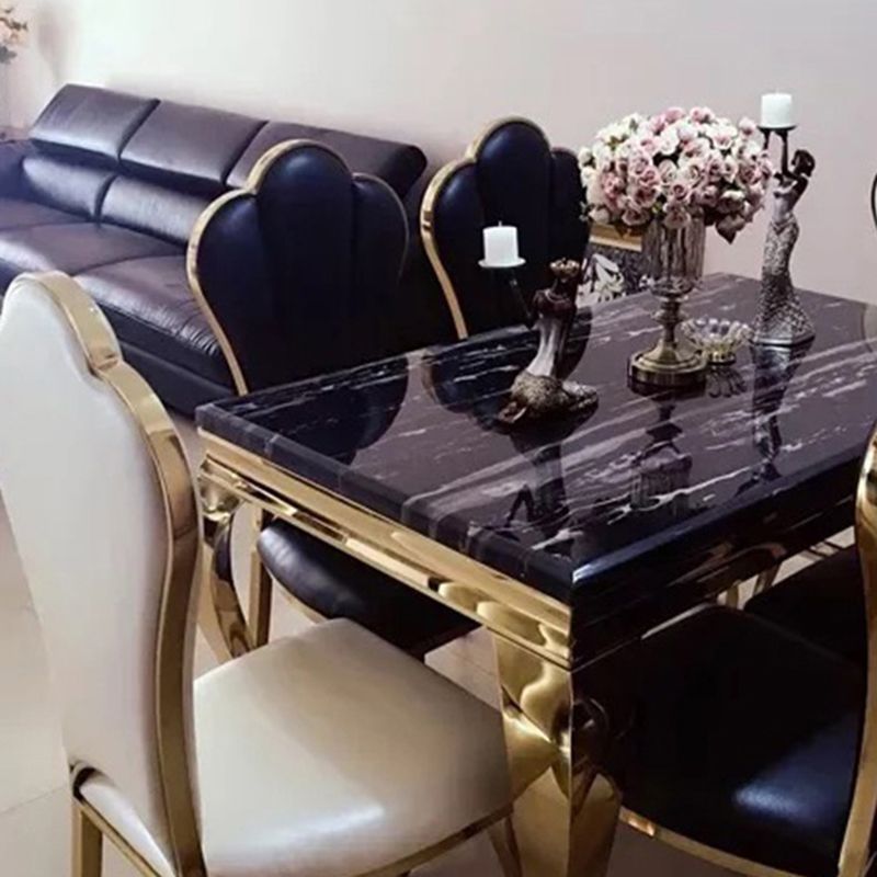 Luxury Gold Base Dining Table Faux Marble Home Kitchen Table