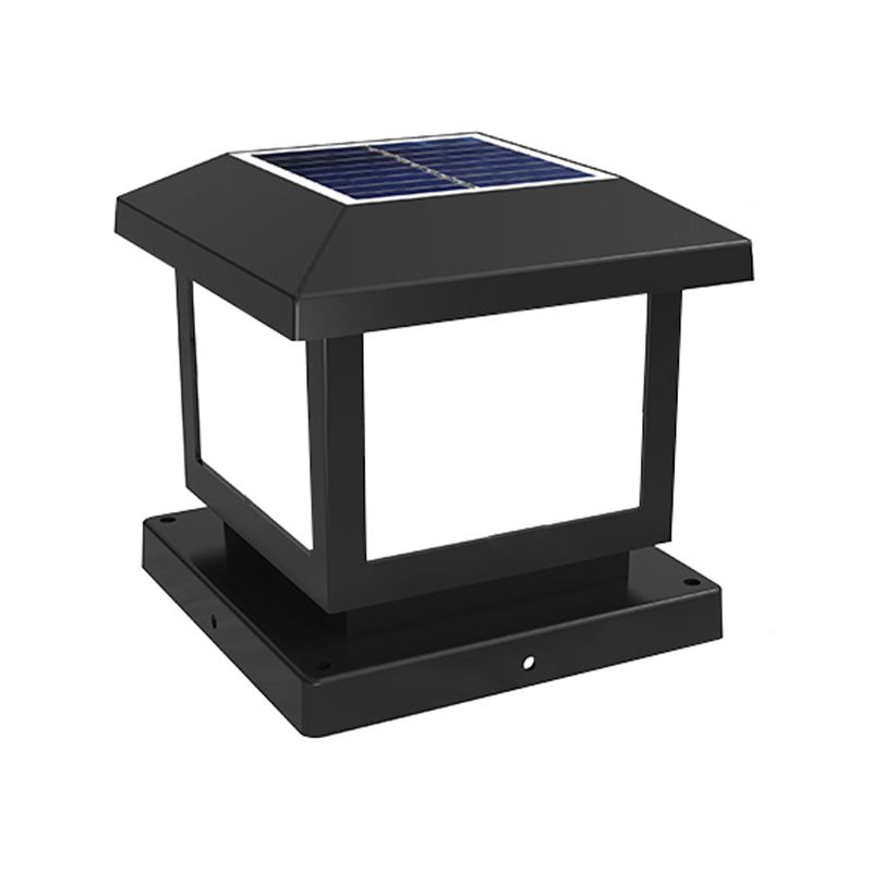 Solar Energy Outdoor Light Modern Waterproof Pillar Lamp with Acrylic Shade for Garden