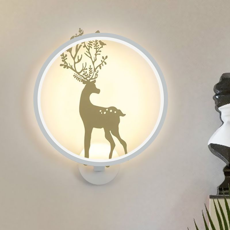 Gold Deer Decorative Wall Lamp Nordic LED Aluminum Mural Light Fixture with Black/White Glowing Hook