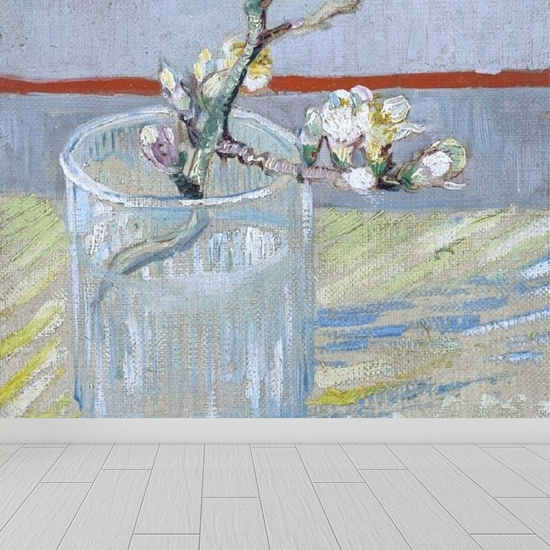 Modern Flower Branch Mural Wallpaper Soft Color Florentine Scenery Wall Covering