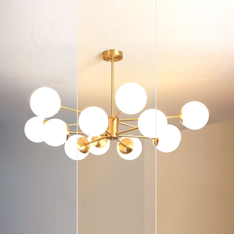 Modern Chandelier Light Fixtures Multi-Head Living Room Hanging Pendant Lamps with Glass Shade