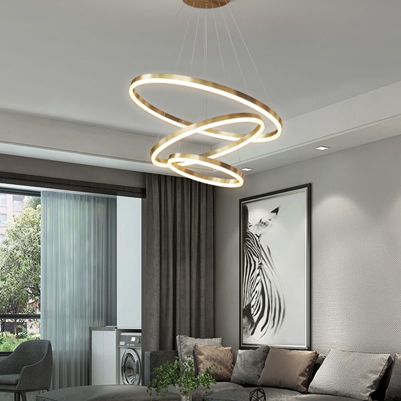 Multi-tier kroonluchter lamp Moderne ring kroonluchter verlichtingsarmaturen met witte acrylschaduw