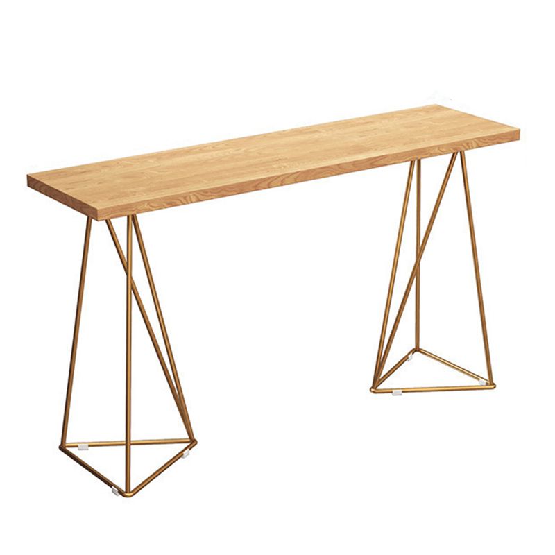 Rectangle Wood Bar Table with High Metal Stools Glam Style 1/2/4 Pieces Bar Table Set