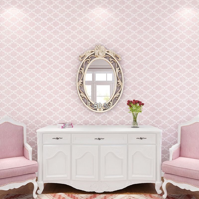 Pastel Color Lattice Wallpaper Roll Flower Antique Waterproof Wall Decor for Dining Room