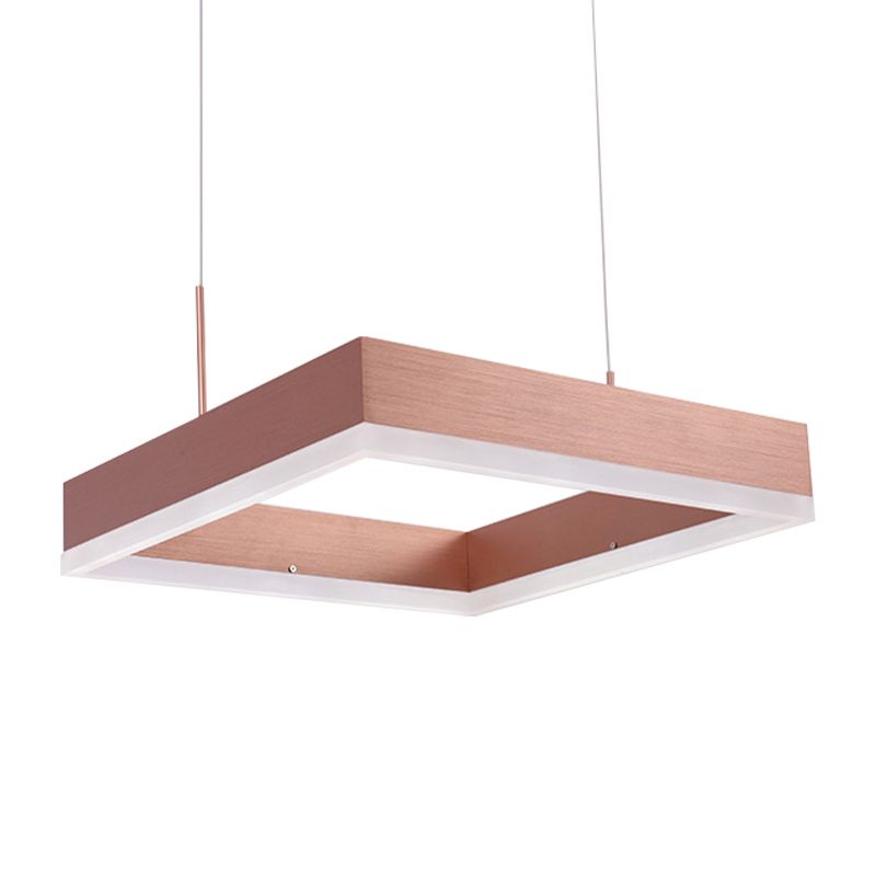 1/2/3-Light Bedroom Chandelier with Square Acrylic Shade Rose Gold Ceiling Pendant in Warm/White/Natural Light