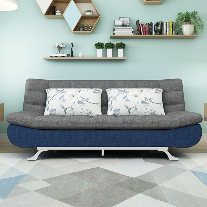 74.80" W √ó 33.46" D √ó 35.43" H Linen Biscuit Back Armless Sofa with Storage