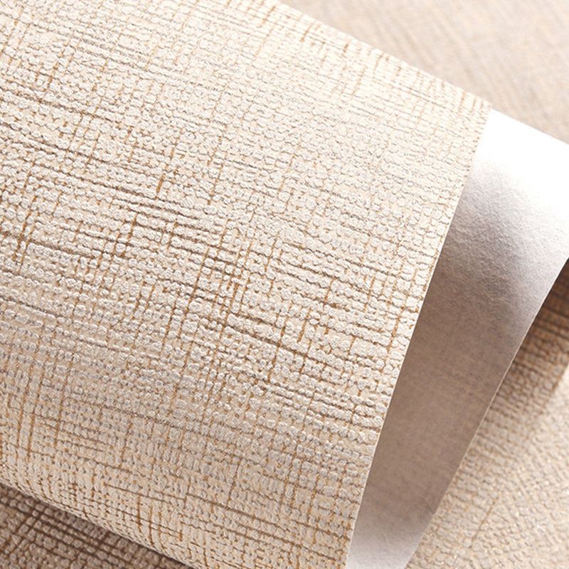 Neutral Color Nordic Wall Covering 20.5"W x 33'L Linen Textured Wallpaper for Dining Room