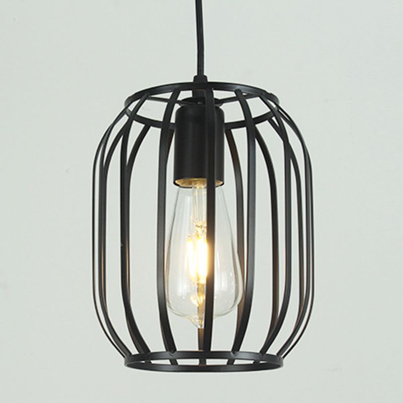 Iron Wire Cage Pendant Lighting Industrial 1-Light Hanging Lamp Fixture for Bar