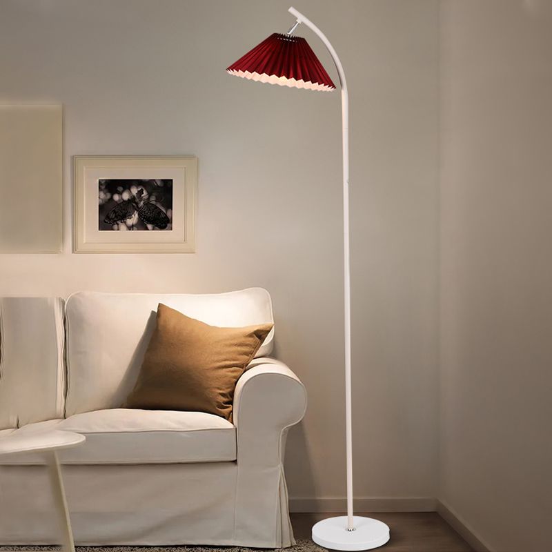1 Light Cone-Shaped Floor Lamps Modernism Fabric Floor Lamps for Bedroom